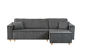 Canapé convertible d'angle réversible 4 places velours côtelé gris OGGIE