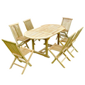 Table de jardin ovale et 6 chaises en teck LIRENO