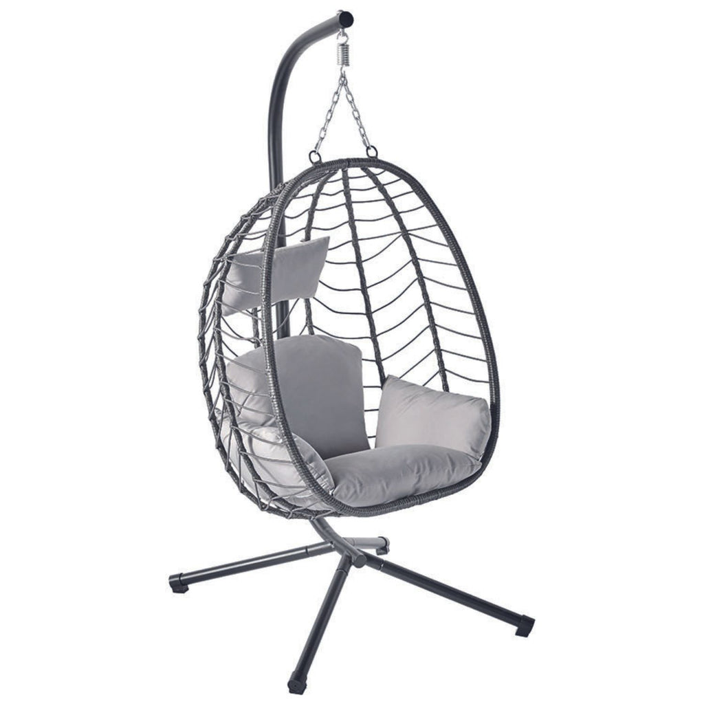 Fauteuil suspendu en résine effet rotin gris NORALE