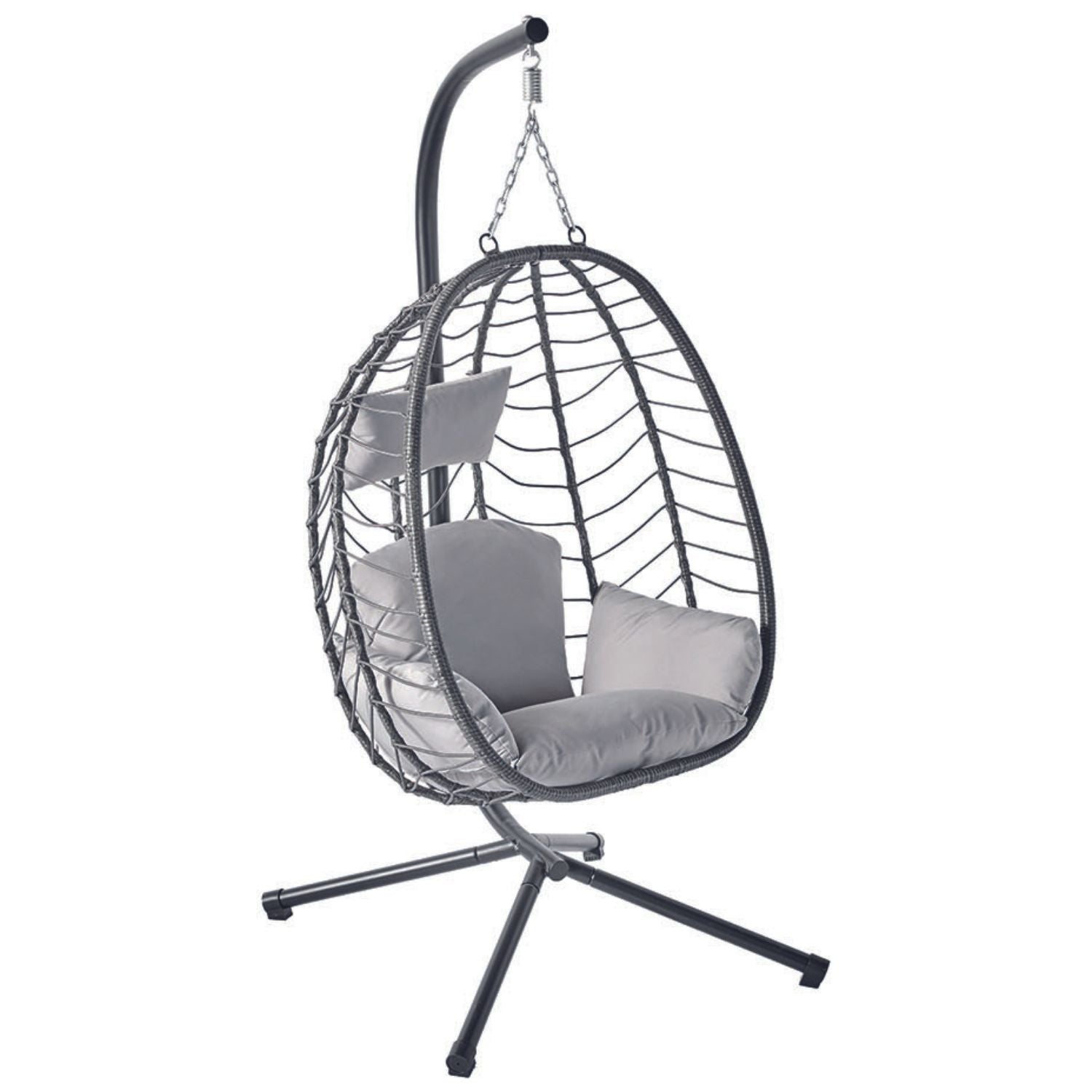 Fauteuil suspendu en résine effet rotin gris NORALE