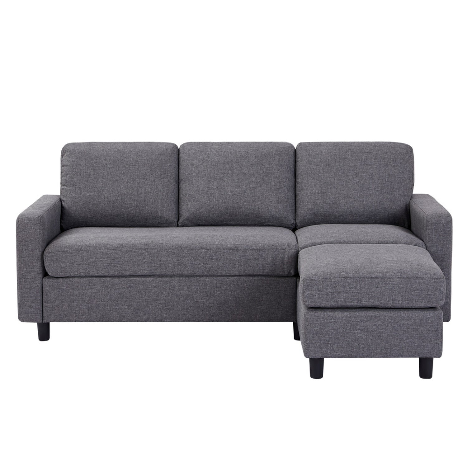Canapé 3 places + 1 pouf modulable tissu gris AURIGA