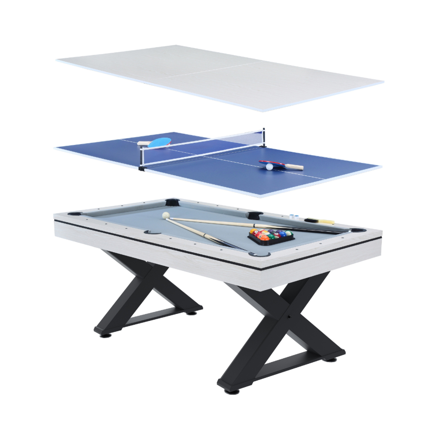 Table multi-jeux, ping-pong et billard en bois blanc ARIZONA