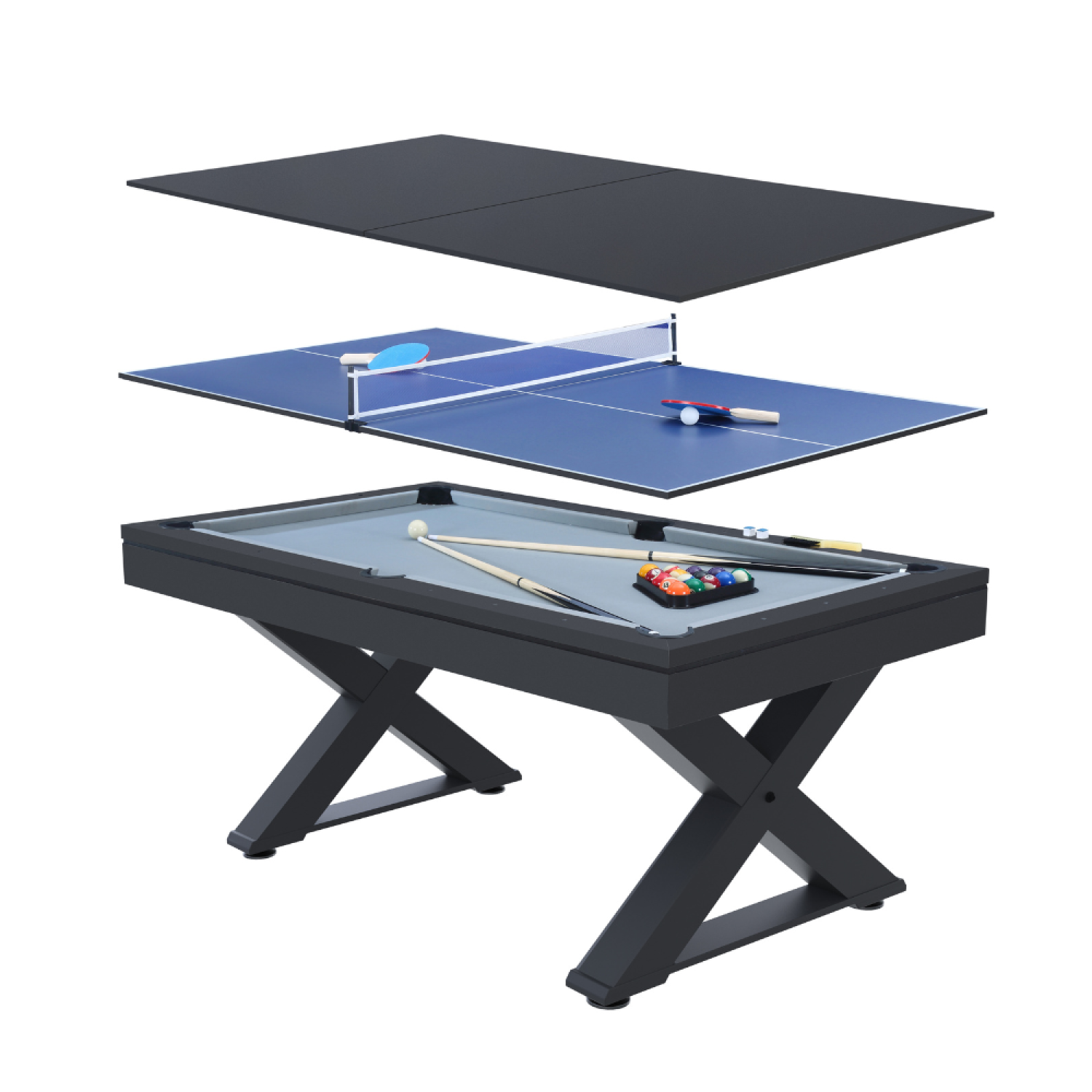 undefined Table multi-jeux, ping-pong et billard en bois noir