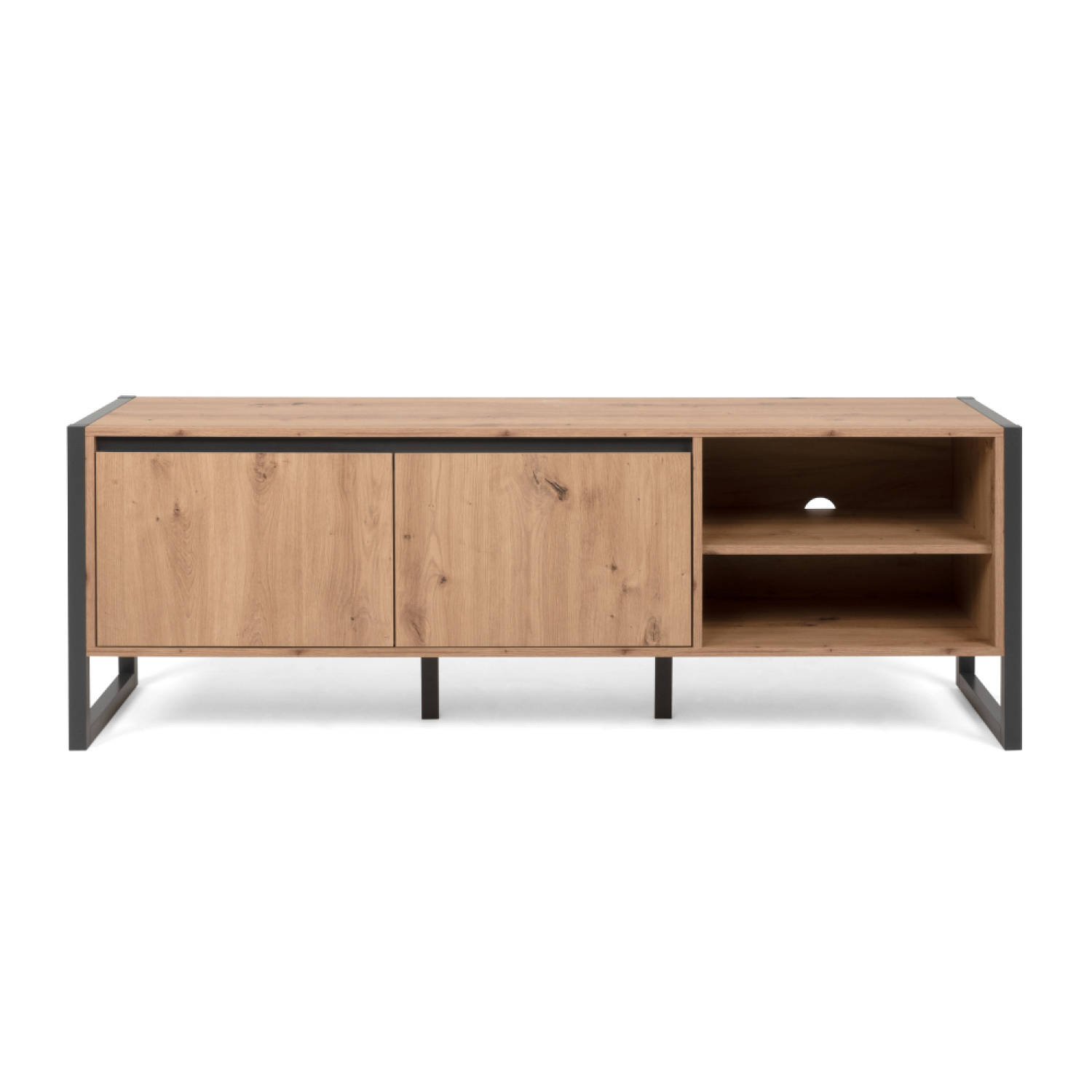 Meuble TV industriel en bois avec placards BALIU