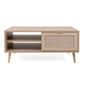 Table basse en bois avec rangement effeffet cannage CARINA