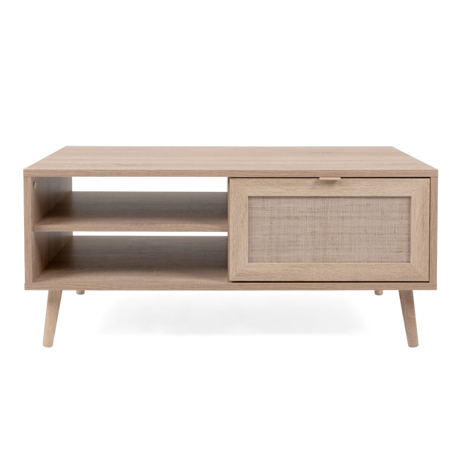 Table basse en bois avec rangement effeffet cannage CARINA