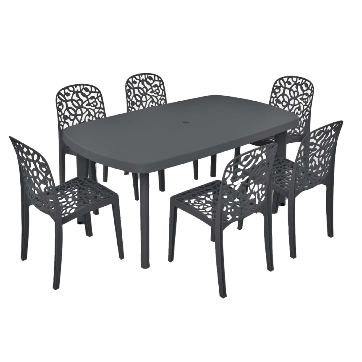 Ensemble table et 6 chaises en plastique recyclé DOLLY