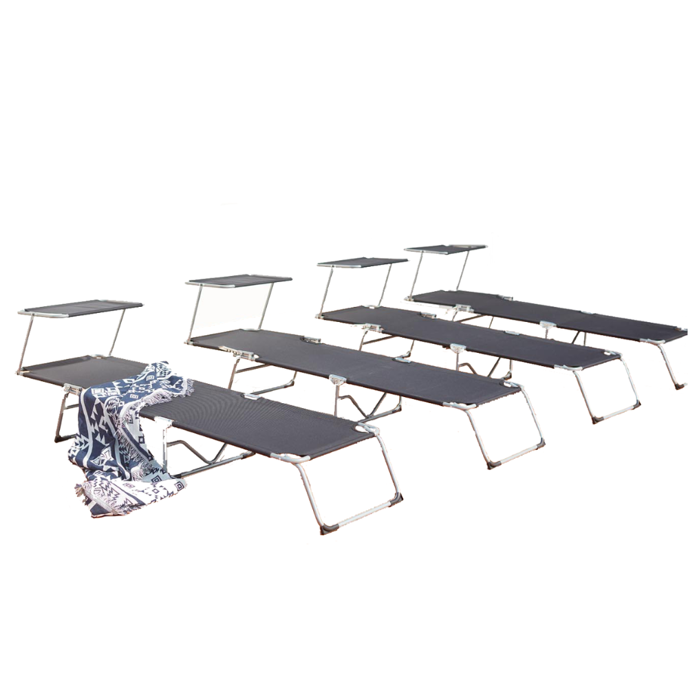 Lot de 4 transats acier avec pare soleil PAPOU