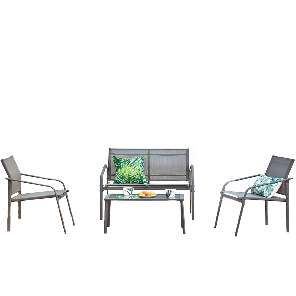 undefined Salon jardin bas gris 4 places en acier