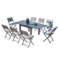 Salon de jardin 8 places en aluminium gris foncé CARLINA
