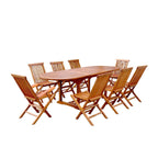 Table de jardin ovale 6 chaises et 2 fauteuils en teck huilé LOBO