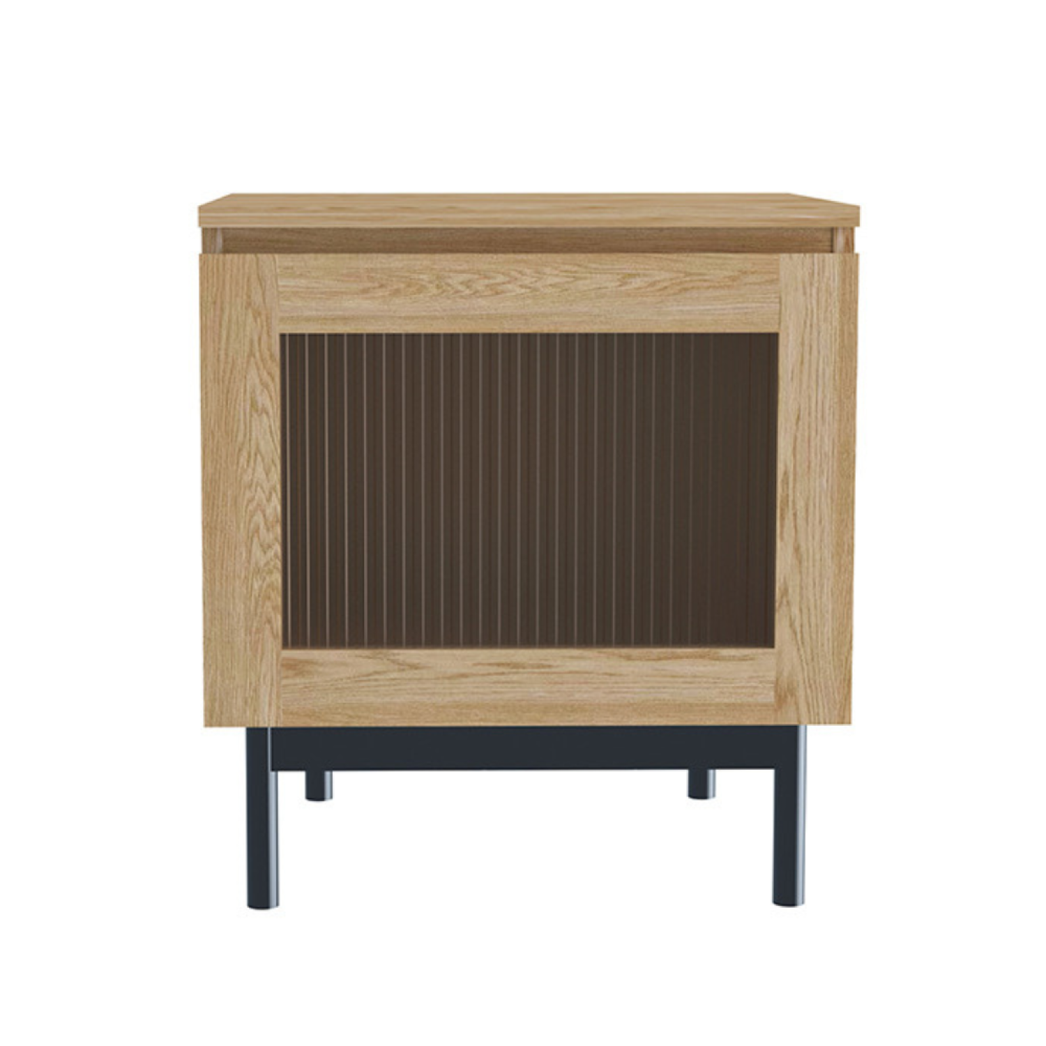 Table de chevet bois et verre fluté PAON