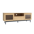 Meuble TV 160cm avec portes de placards en verre flûté PENANG