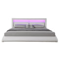 Lit avec LED 140 x 190 cm en PU blanc TITA