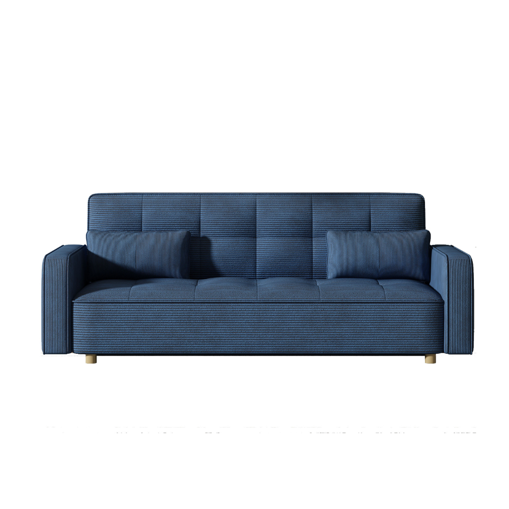 Canapé scandinave convertible 3 places en velours côtelé bleu LIP