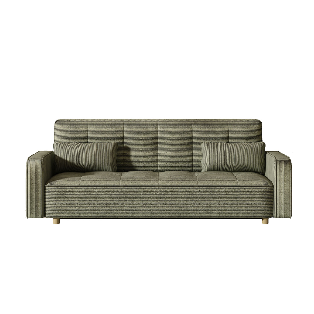 Canapé scandinave convertible 3 places en velours côtelé vert COOPER