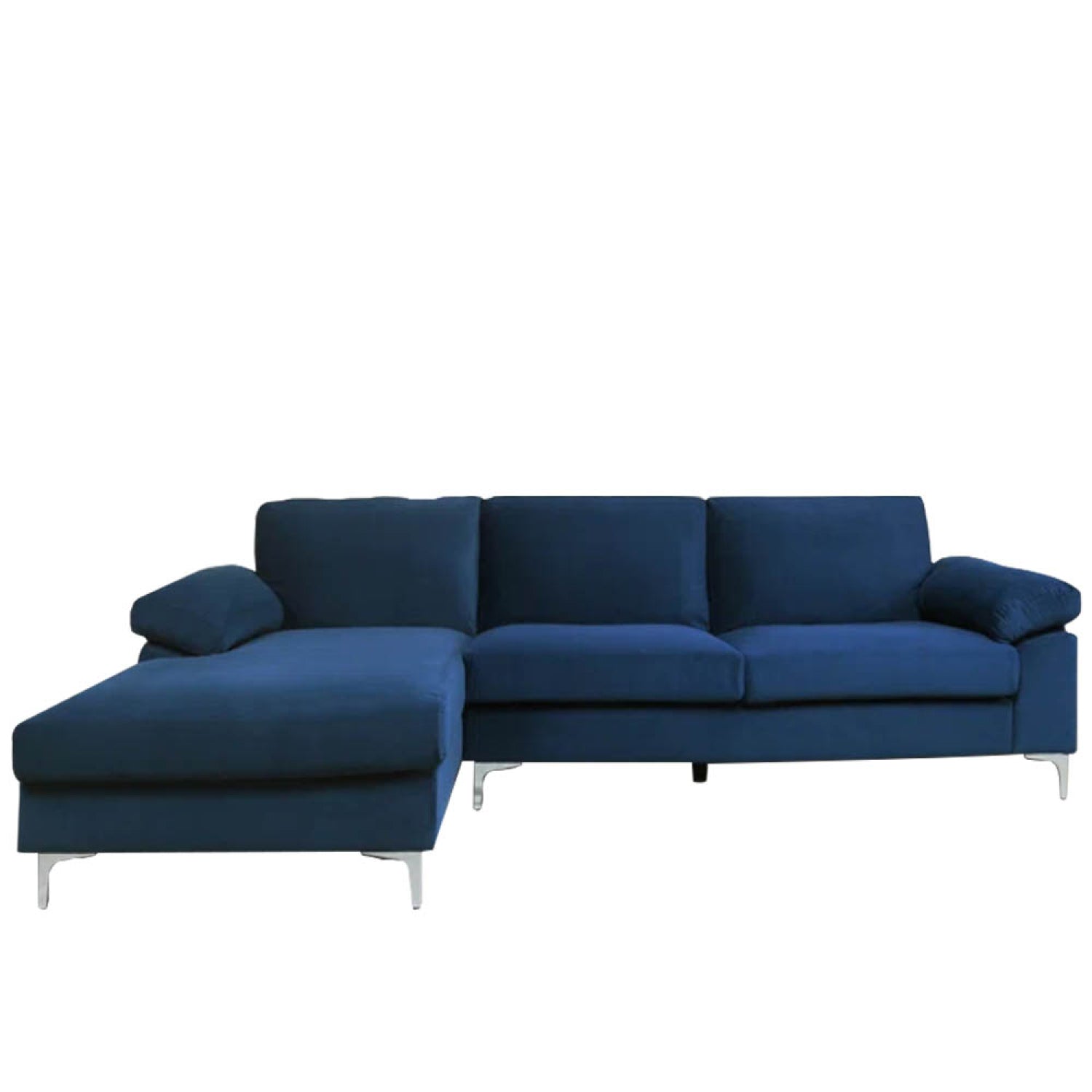 Canapé d'angle gauche 4-5 places en velours bleu SOUTH