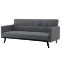 Canapé convertible 3 places en tissu gris foncé pieds noirs PLYMOUTH