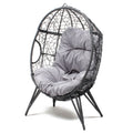 Fauteuil œuf sur pied en résine gris effet rotin JIMMY