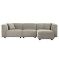 Canapé 3 places + 1 pouf velours côtelé modulable gris clair ROME