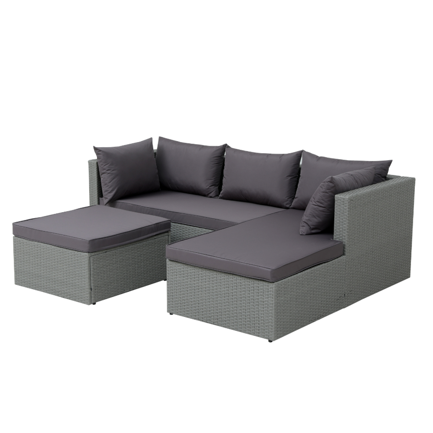 undefined Salon de jardin en résine tressée 4 places gris/gris foncé