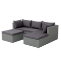 Salon de jardin en résine tressée 4 places gris/gris foncé LUCINE