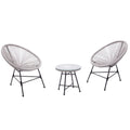 Salon de jardin 2 fauteuils ronds et table basse gris clair LIO