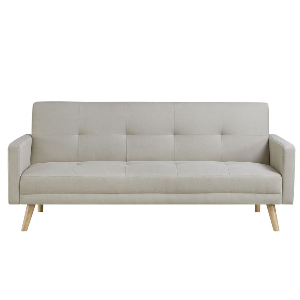 Canapé scandinave convertible 3 places en tissu beige HARIVO