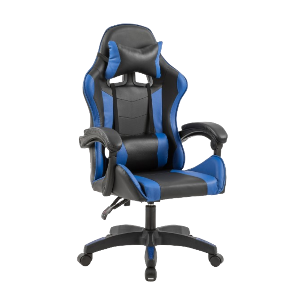 undefined Chaise de gaming massante noir et bleu