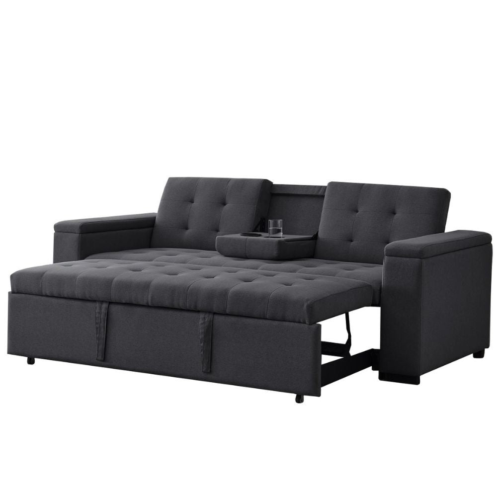 Canapé convertible 3 places en tissu gris foncé TILIA
