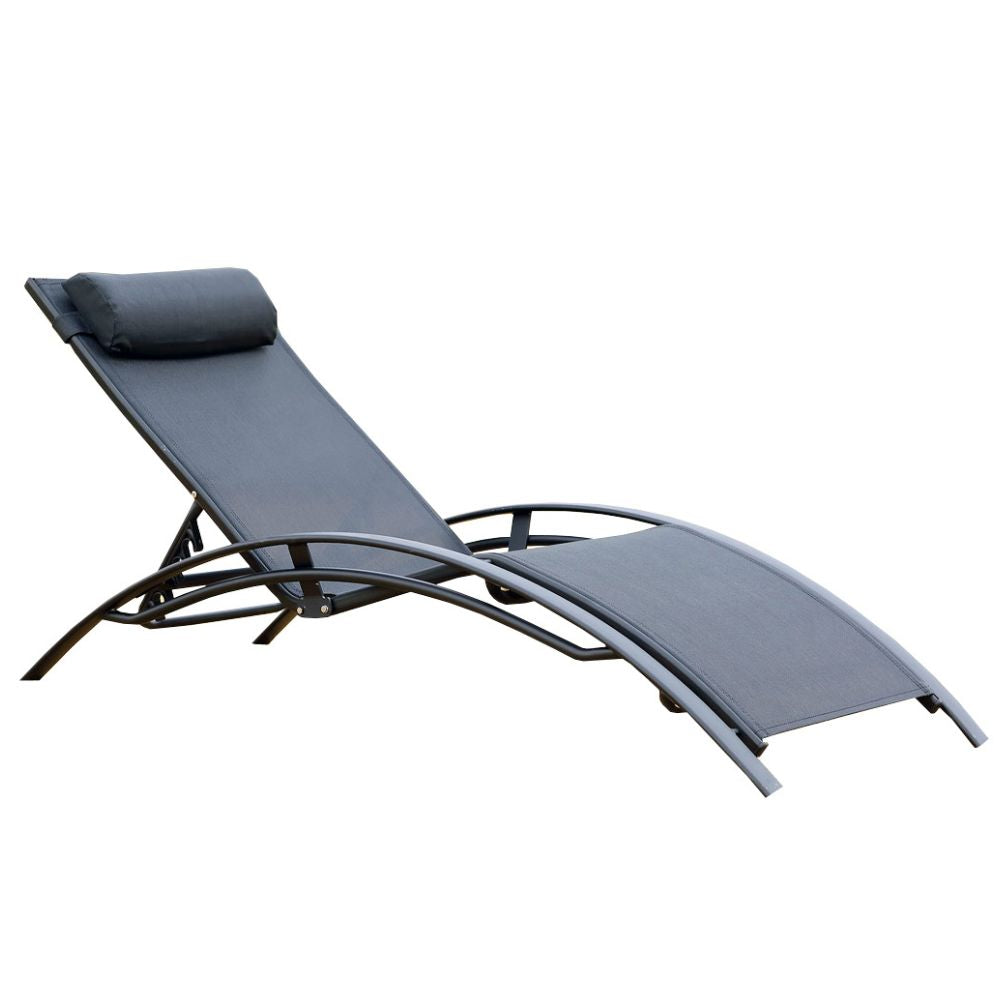 Transat empilable et ajustable en aluminium noir CEYLAN