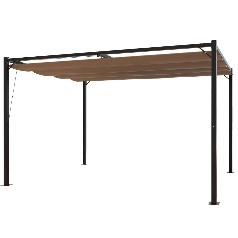 Pergola autoportante 3 x 4m avec toile en polyester taupe MEDELIN