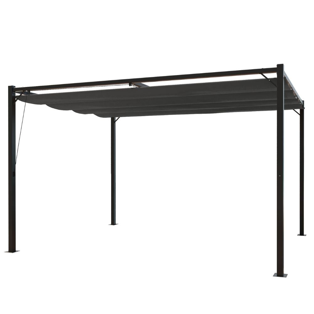 Pergola autoportante 3 x 4 m en acier avec toile grise MEDELIN