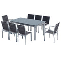 Table de jardin extensible et 8 chaises alu/toile PVC gris NAVIRA