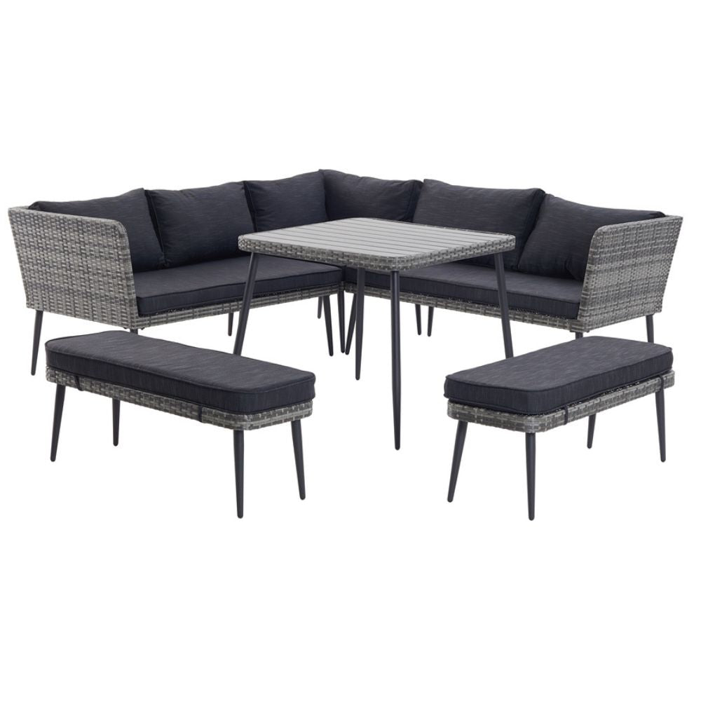 undefined Salon de jardin 9 places en résine gris