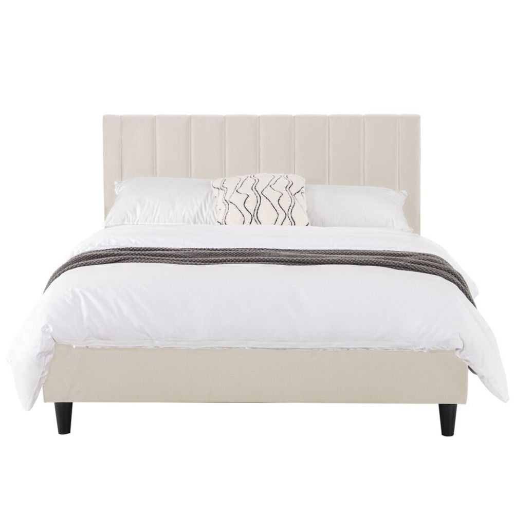 Lit 160x200 cm en velours beige DAKOTA