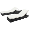 Lot de 2 transats résine tressée noir et matelas blanc DETROIT