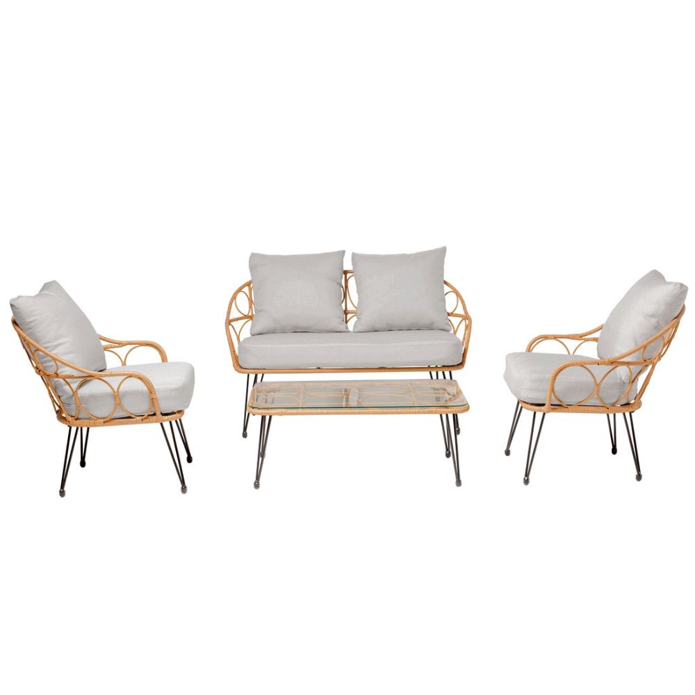 undefined Salon de jardin 4 places en résine rotin