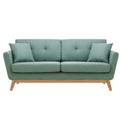 Canapé 3 places scandinave et 2 coussins en tissu vert d'eau OSLO