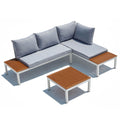 Salon de jardin 4 places en aluminium et acier blanc et gris IMMA