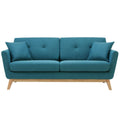 Canapé 3 places scandinave et 2 coussins en tissu bleu canard OSLO