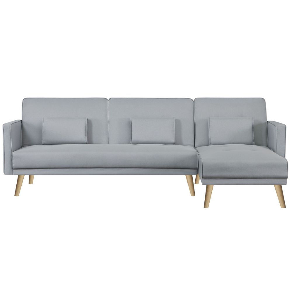 Canapé d'angle réversible et convertible 4 places en tissu gris LUCCA