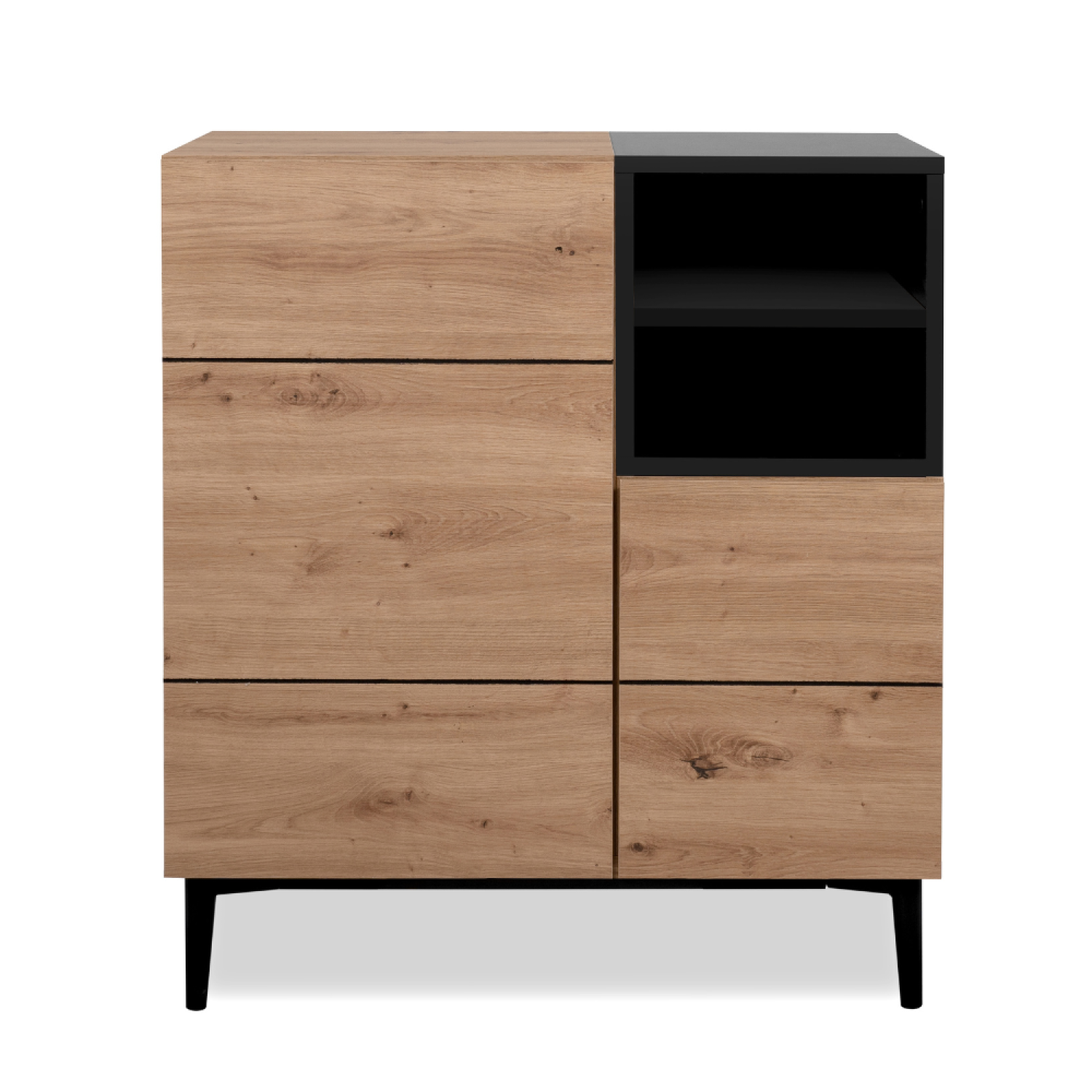 Buffet bois et noir 80cm PONDICHERY