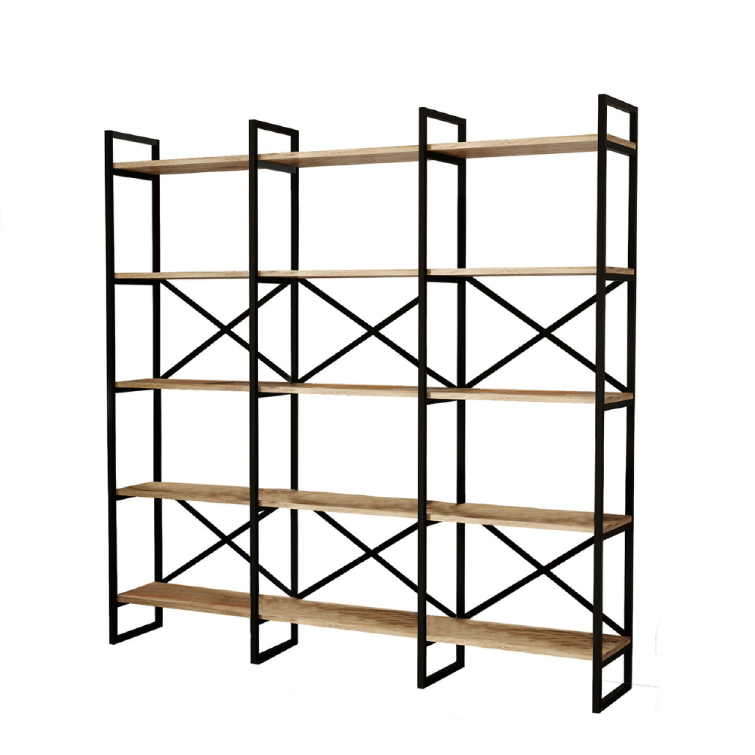 Bibliothèque style industriel bois et métal FORTALEZA