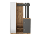 Meuble d'entrée design bois et gris miroir KAUAI