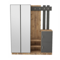 Meuble d'entrée design bois et gris avec miroir KAUAI