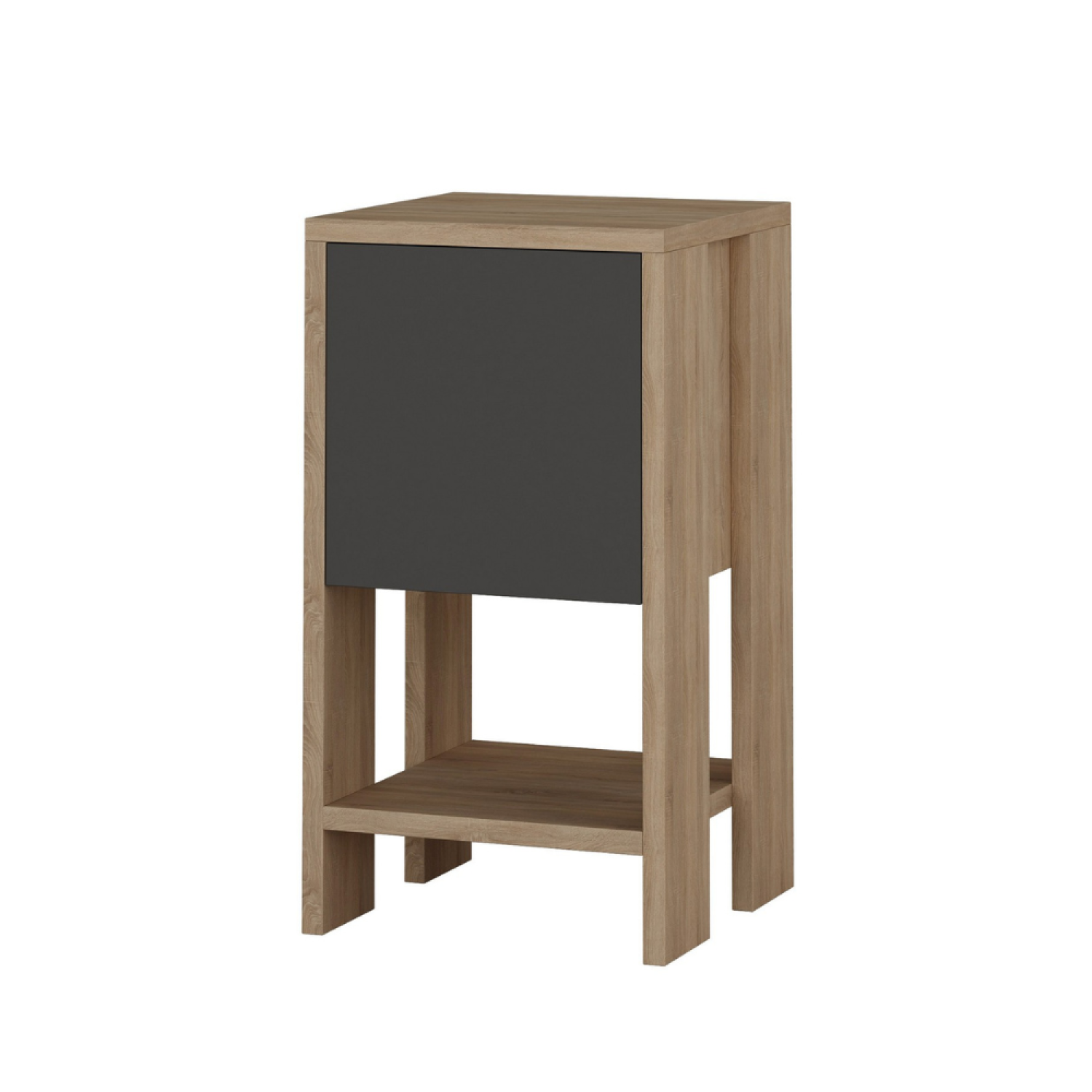 Table de chevet bois et gris avec rangement MONTEREY