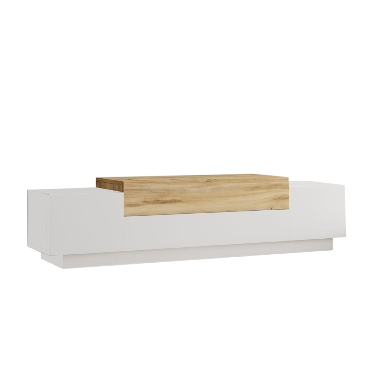 undefined Meuble TV design blanc et bois 160 cm