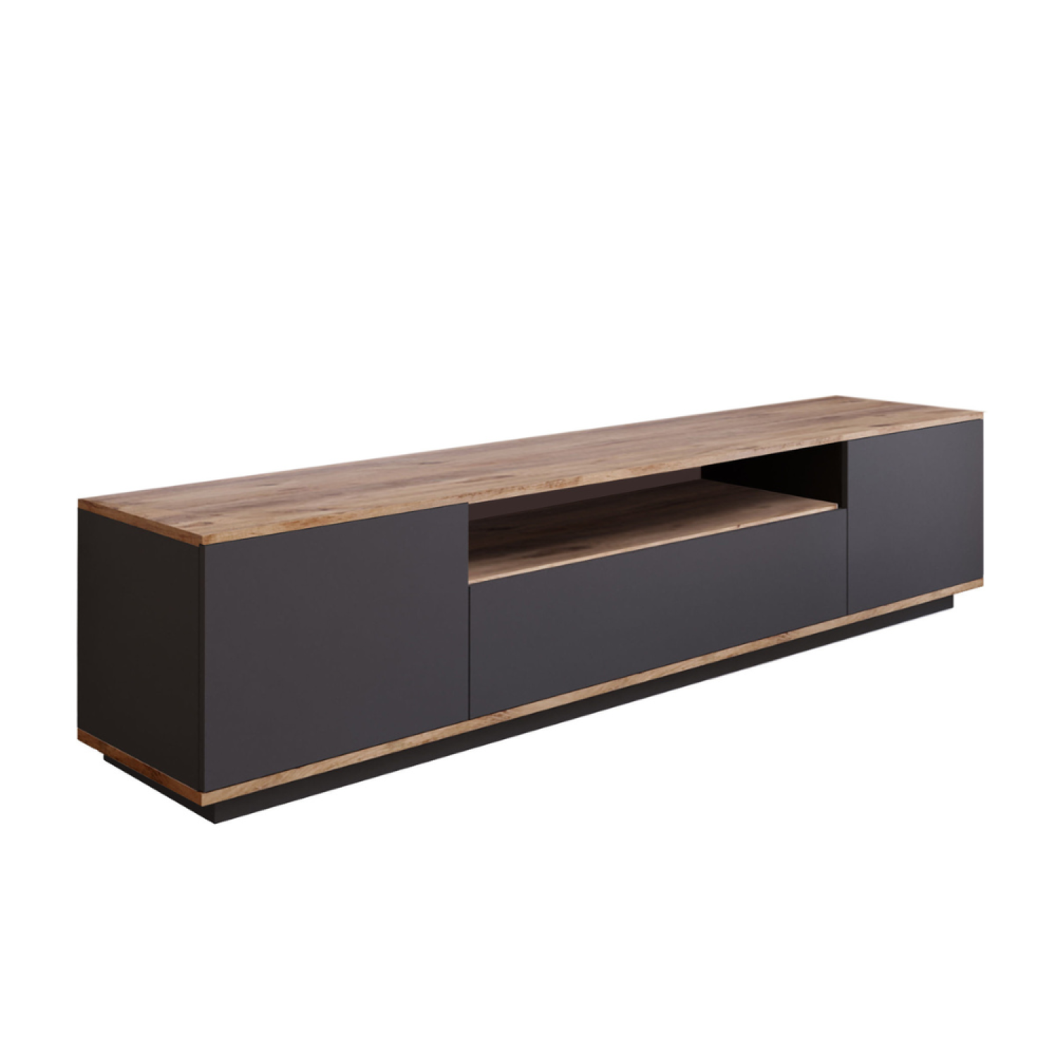 Meuble TV gris et bois 180 cm ASMA