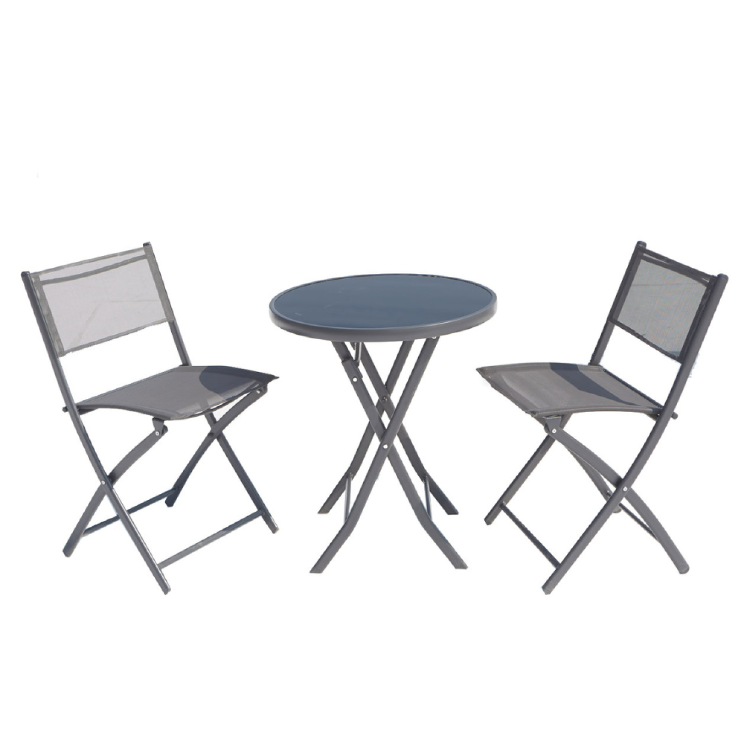 Salon de balcon 2 places en acier inoxydable gris VELORO